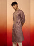Men's Lavender Resham Embroidered Silk Kurta